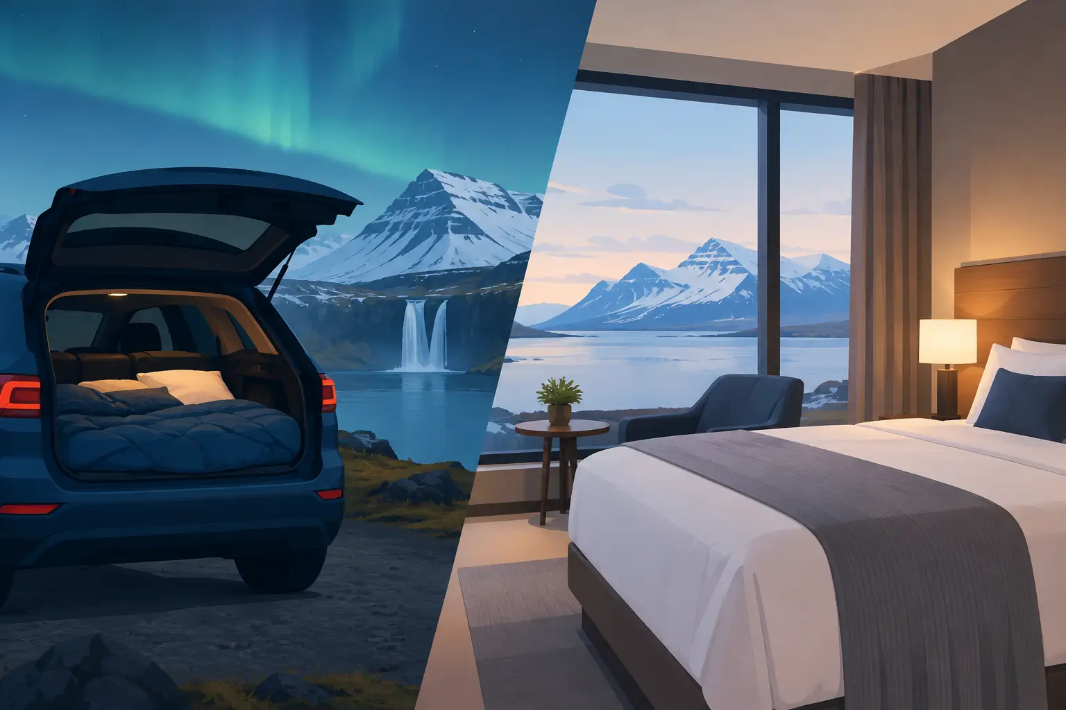 Sleeping in a Car Versus a Hotel in Iceland
