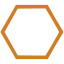 An orange hexagon outline on a transparent background.