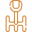 An orange line drawing of a wrench combined with a circuit-like design, suggesting themes of technology and engineering.